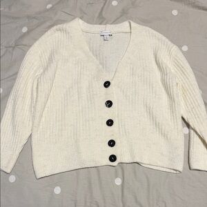 Topshop Cream Button-Up Cardigan